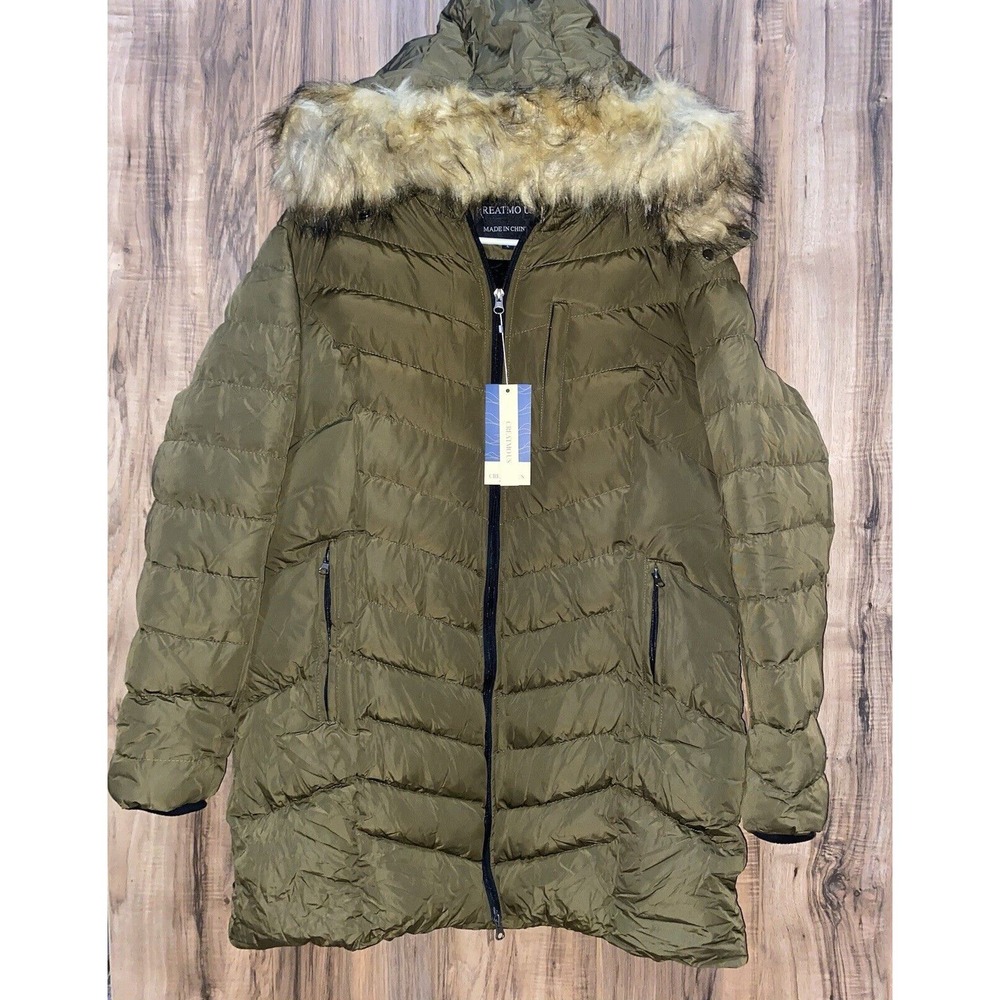 💚LARGE💚CREATMO US Women's Winter Hooded‎ Long Puffer Coat, Waterproof